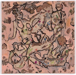 Image depicting the artwork named Γενεαλογία, 60x60 εκ, ακρυλικό, χαρτί, ύφασμα σε μουσαμά, 2023.